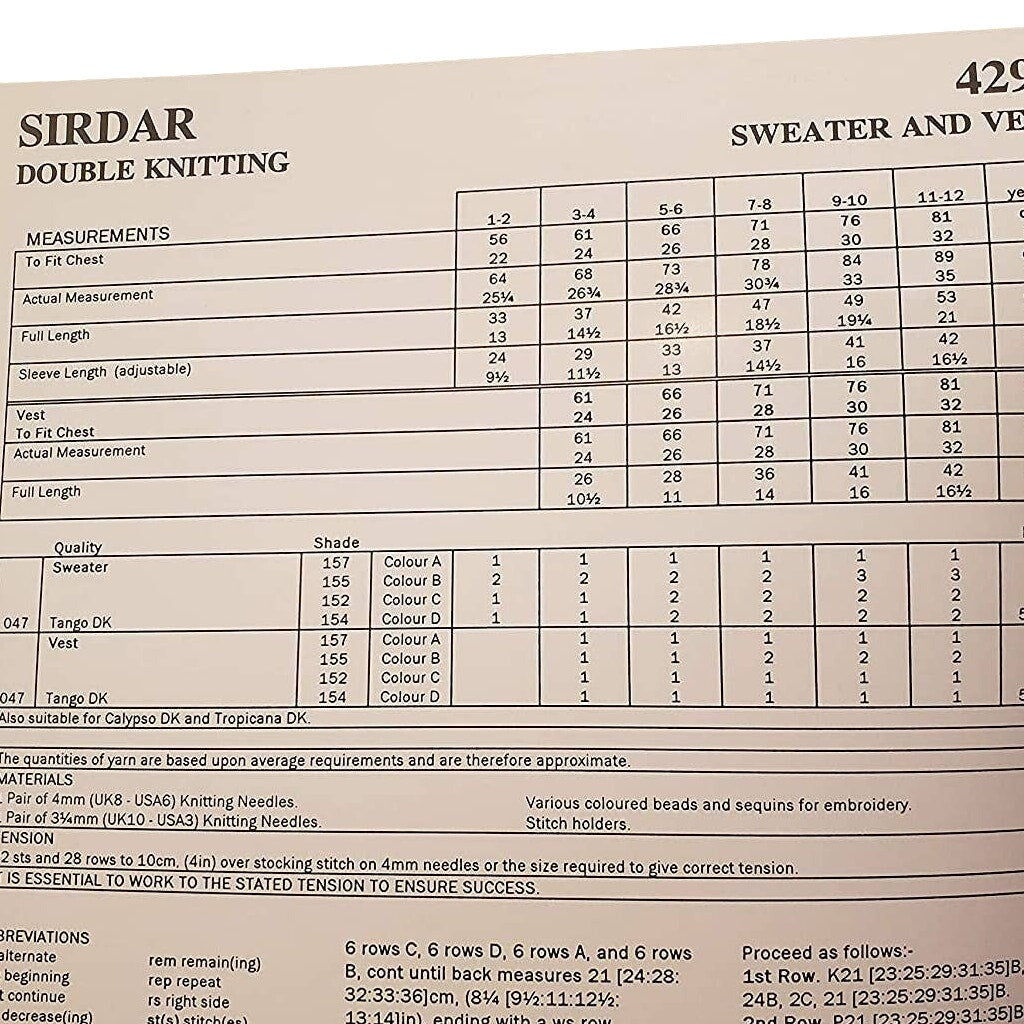 New Sirdar 4292 Tango Double Knitting Tank Top Child Sweater Pattern