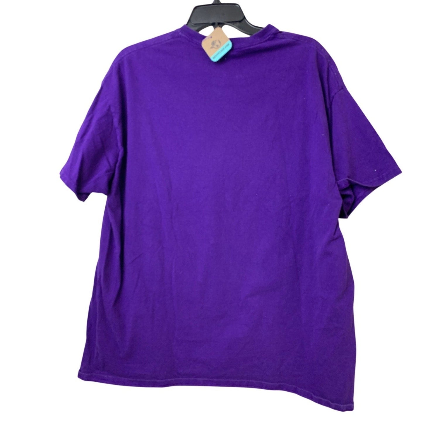 Upcycled Hand Printed Mens XL Purple Pine Cone Cotton Crew Neck Tee Shirt