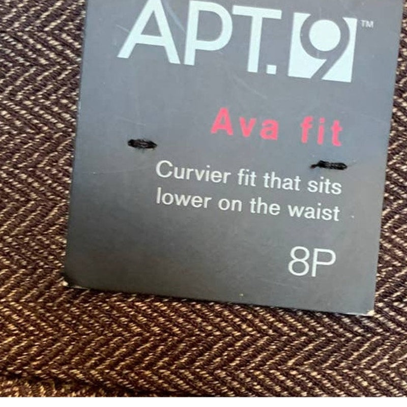 New Apt 9 8 Petite 8P Ava Fit Brown Polyester Blend Long Career Work Pants