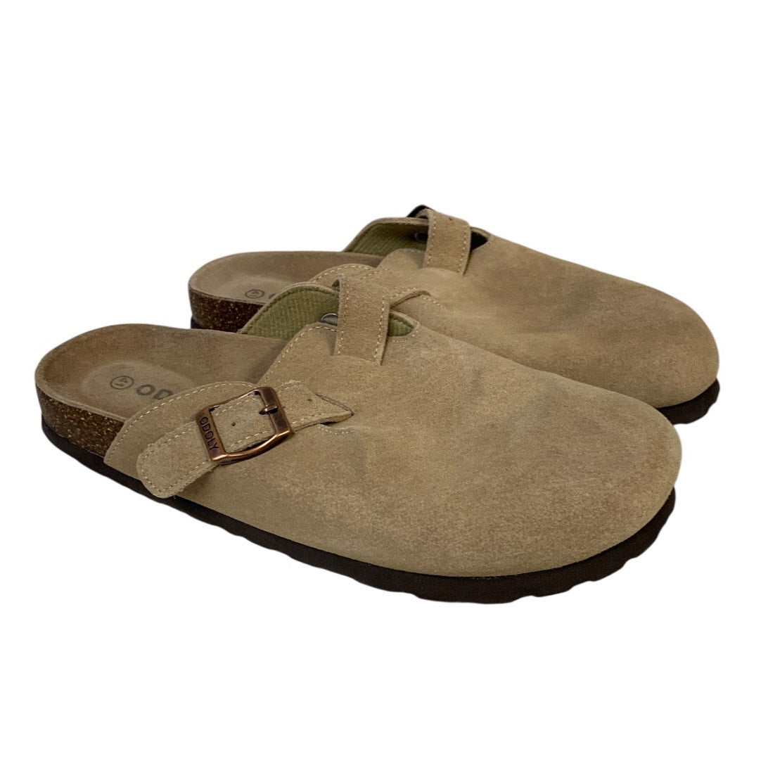 Odoly Womens Size 10 Brown Suede Clogs Sandals Closed Round Toe Slip On Shoes