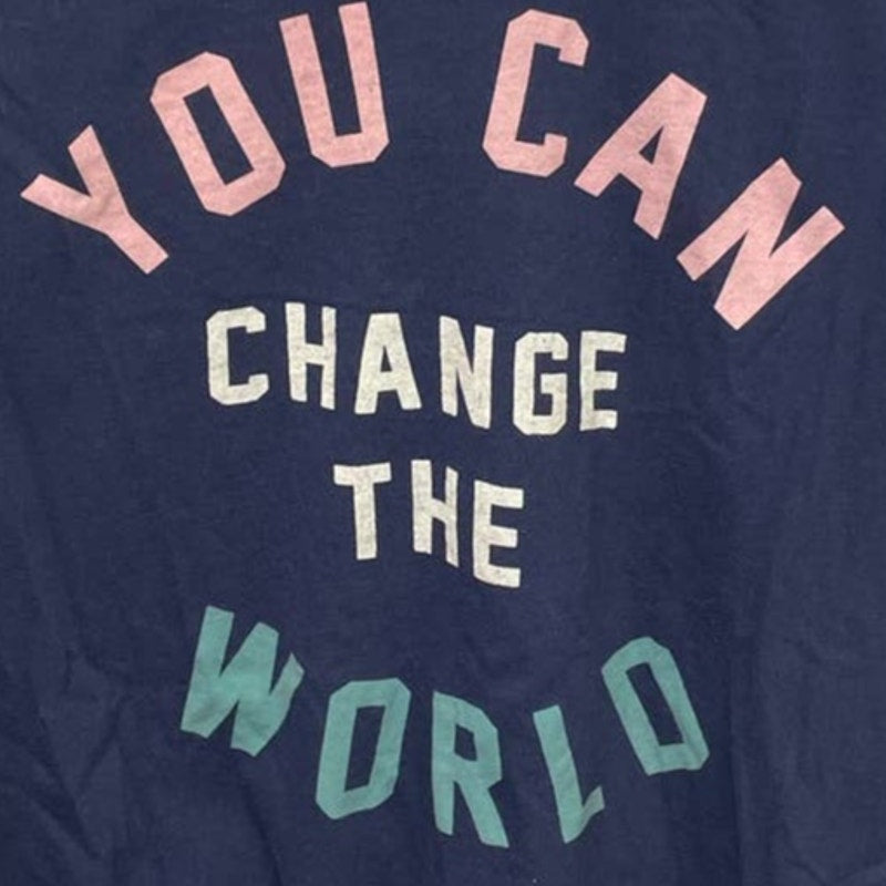 Old Navy Girls XL (14) You Can Change The World Long Sleeve Cotton Crew Neck Tee