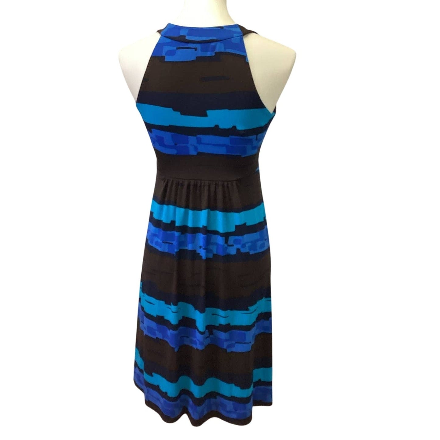 Calvin Klein Womens Size 4 Sleeveless PolyBlend Striped Fit Flare Strappy Dress