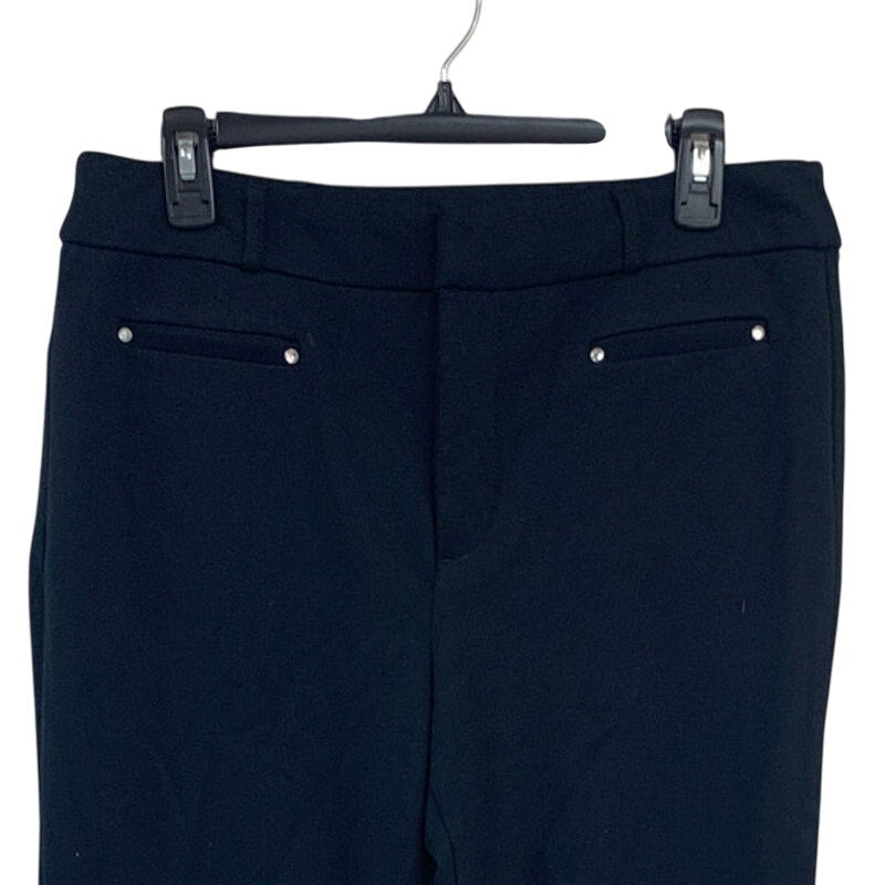JM Collection Womens Size 10 Black Flat Front Stretchy Rayon Pants Faux Pockets