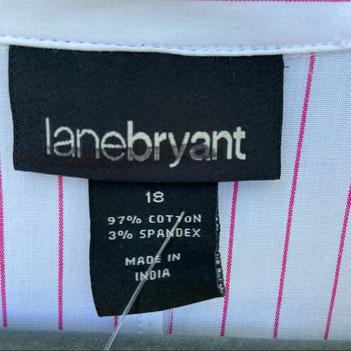 New Lane Bryant Womens Size 18 Cotton Blend Striped Long Sleeve Button Up Shirt