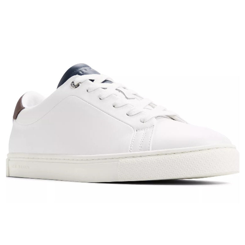 New In Box Ted Baker Mens Size 11 White Leather Robberto Lace Up Sneaker Shoes