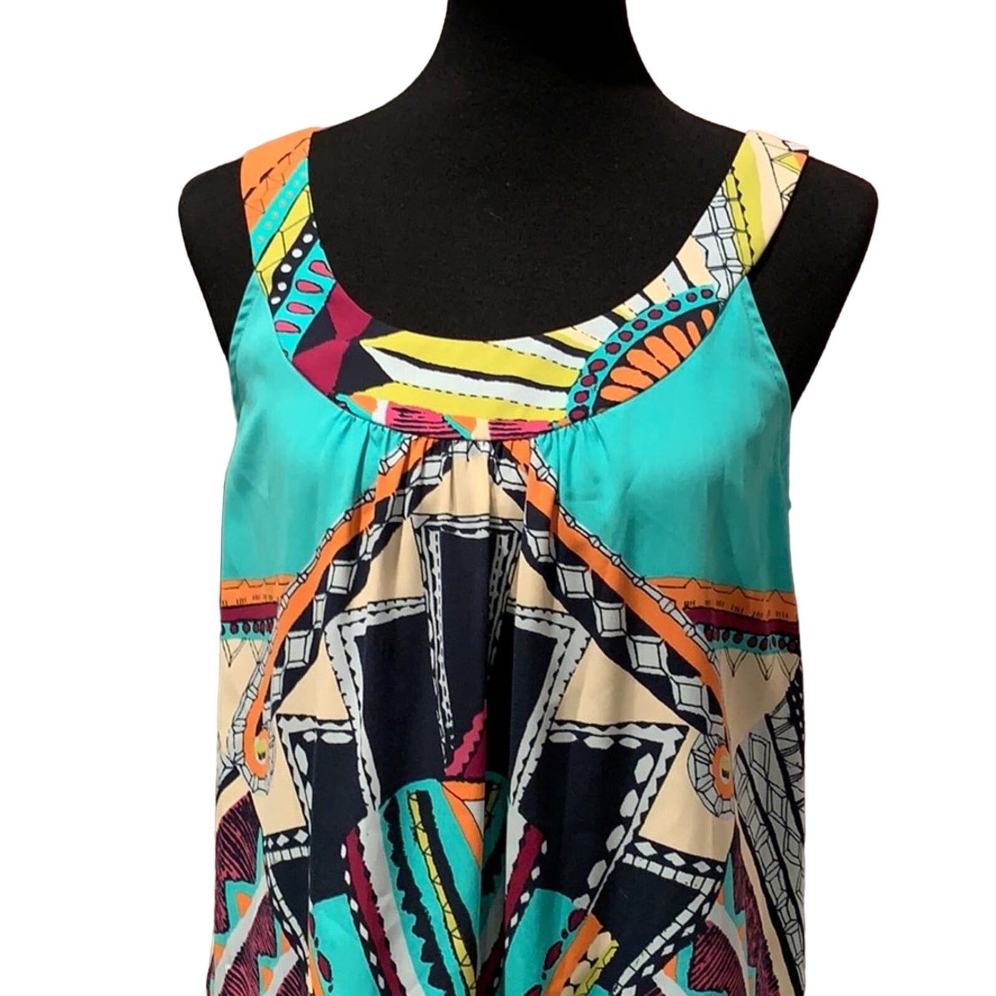 Glam Womens Small Geometric Art Deco Pattern Cruise Wear Sleeveless Mini Dress