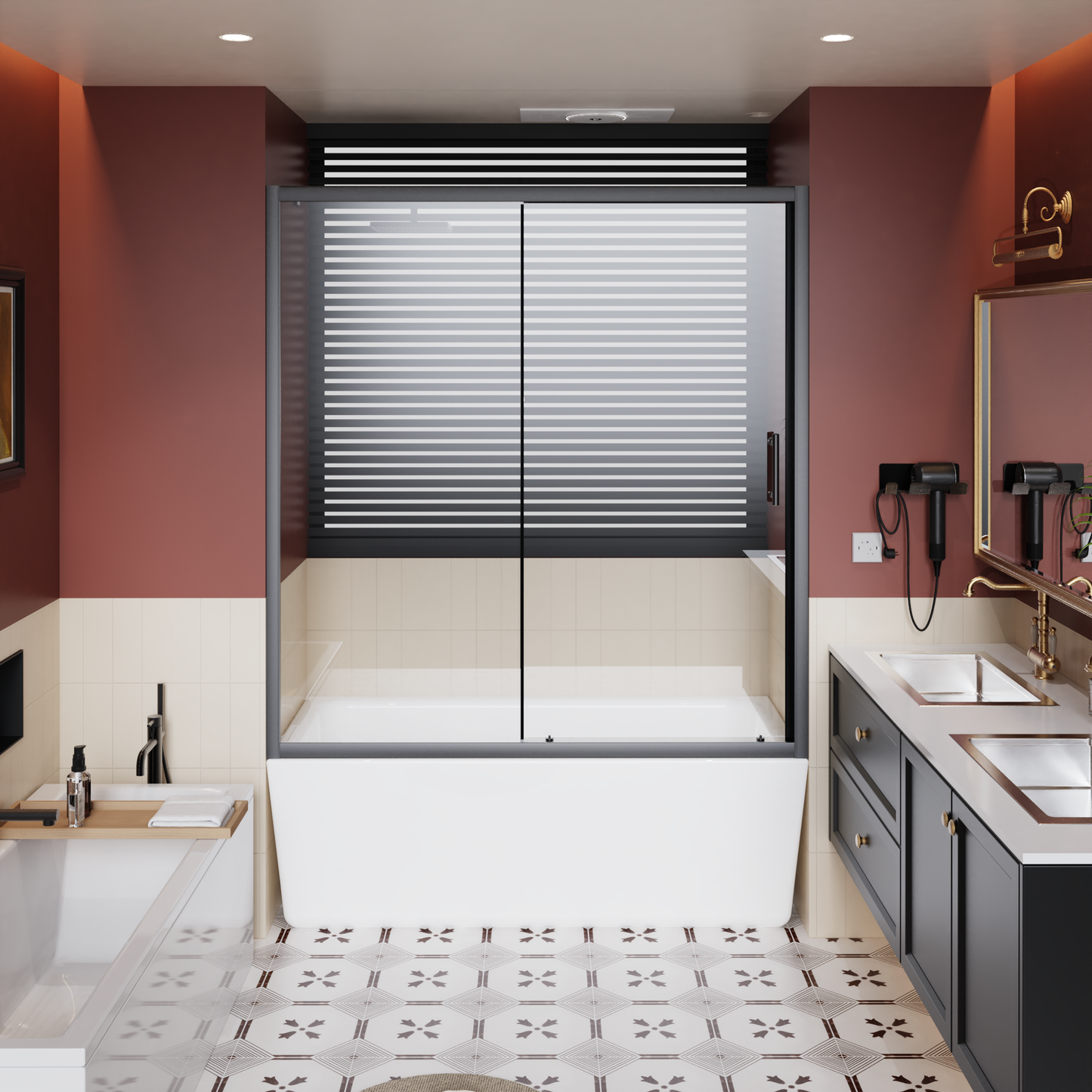 60" W x 62" H Single Sliding Shower Door for Bathtub
