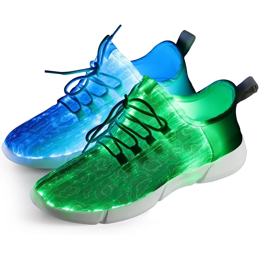 New Shinmax Mens Size 10 White Light Up LED Sneakers Round Toe Rechargable Shoes