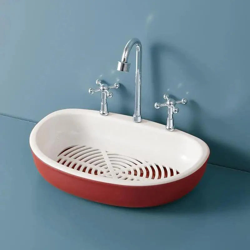1Pcs Faucet Shape Draining Soap Dish Portable Bathroom Products Double Layer 3Colors Eco-friendly Soap Box Draining Soap Dish Sponge Holder Soap Container with Waterfall Spout for Bathroom Shower Kitchen Sink