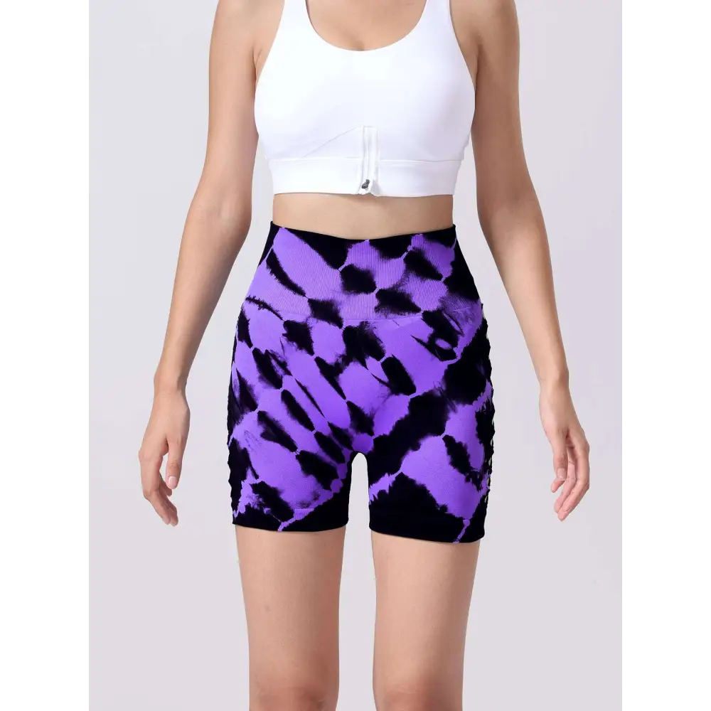 2 Pack Tie Dye High Waist Seamless Yoga Shorts