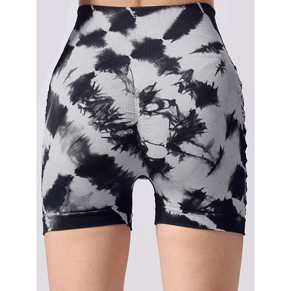 2 Pack Tie Dye High Waist Seamless Yoga Shorts