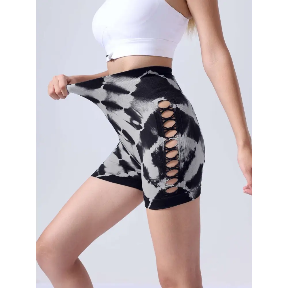 2 Pack Tie Dye High Waist Seamless Yoga Shorts