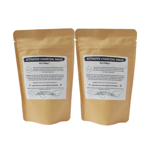 Two packages of activated charcoal mask on a white background