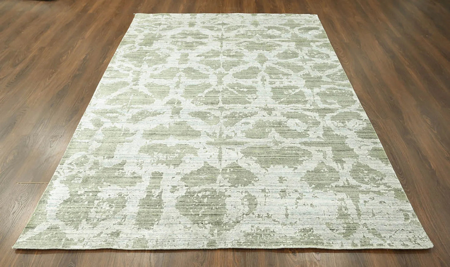 Multi Size Tone on Tone Gray Hand Knotted Turkish Oushak Wool/Bamboo Silk Transitional Oriental Area Rug-1