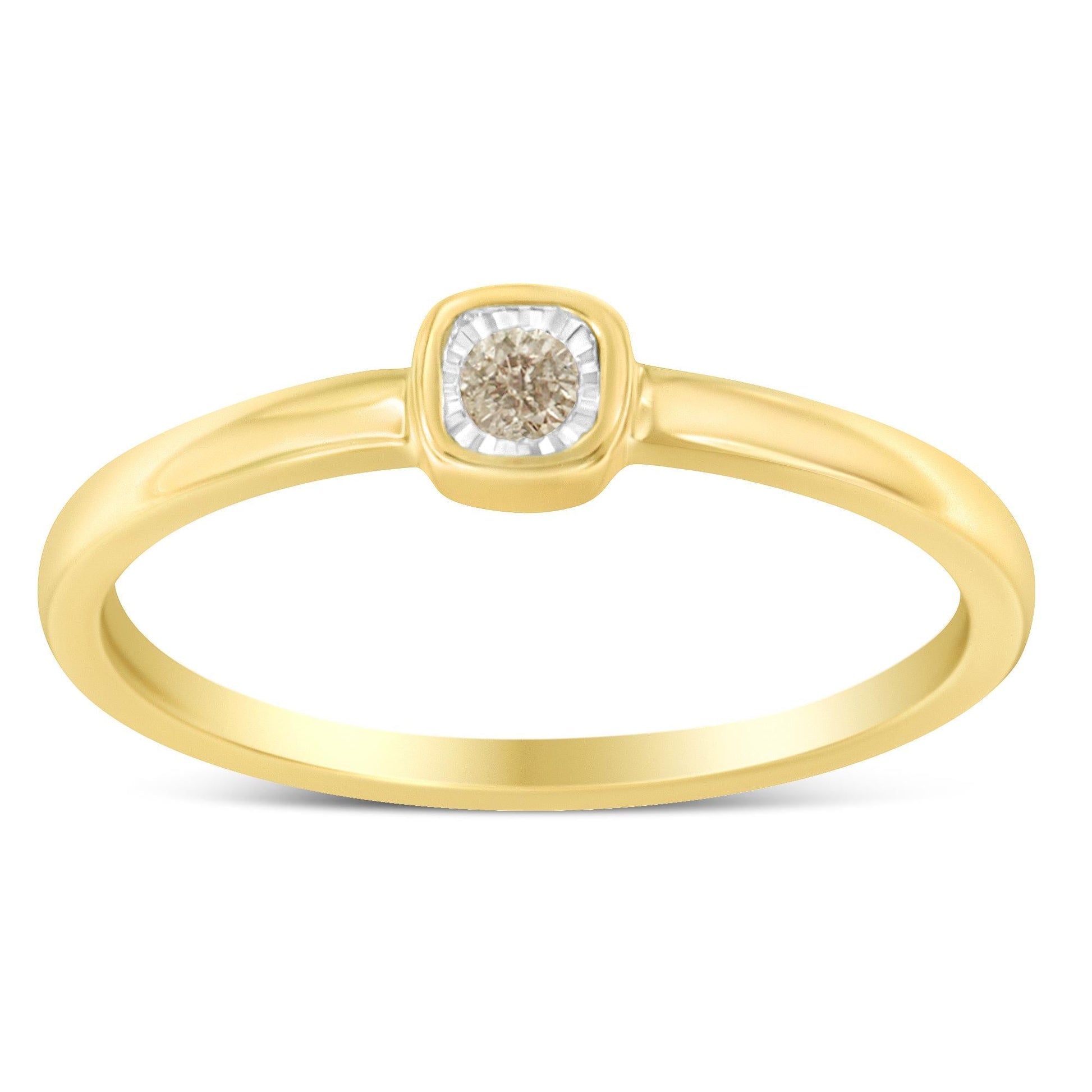 14K Yellow Gold Plated .925 Sterling Silver 1/20 Carat Diamond Square Cushion-Shaped Miracle Set Petite Fashion Promise Ring (J-K Color, I1-I2 Clarity)-1