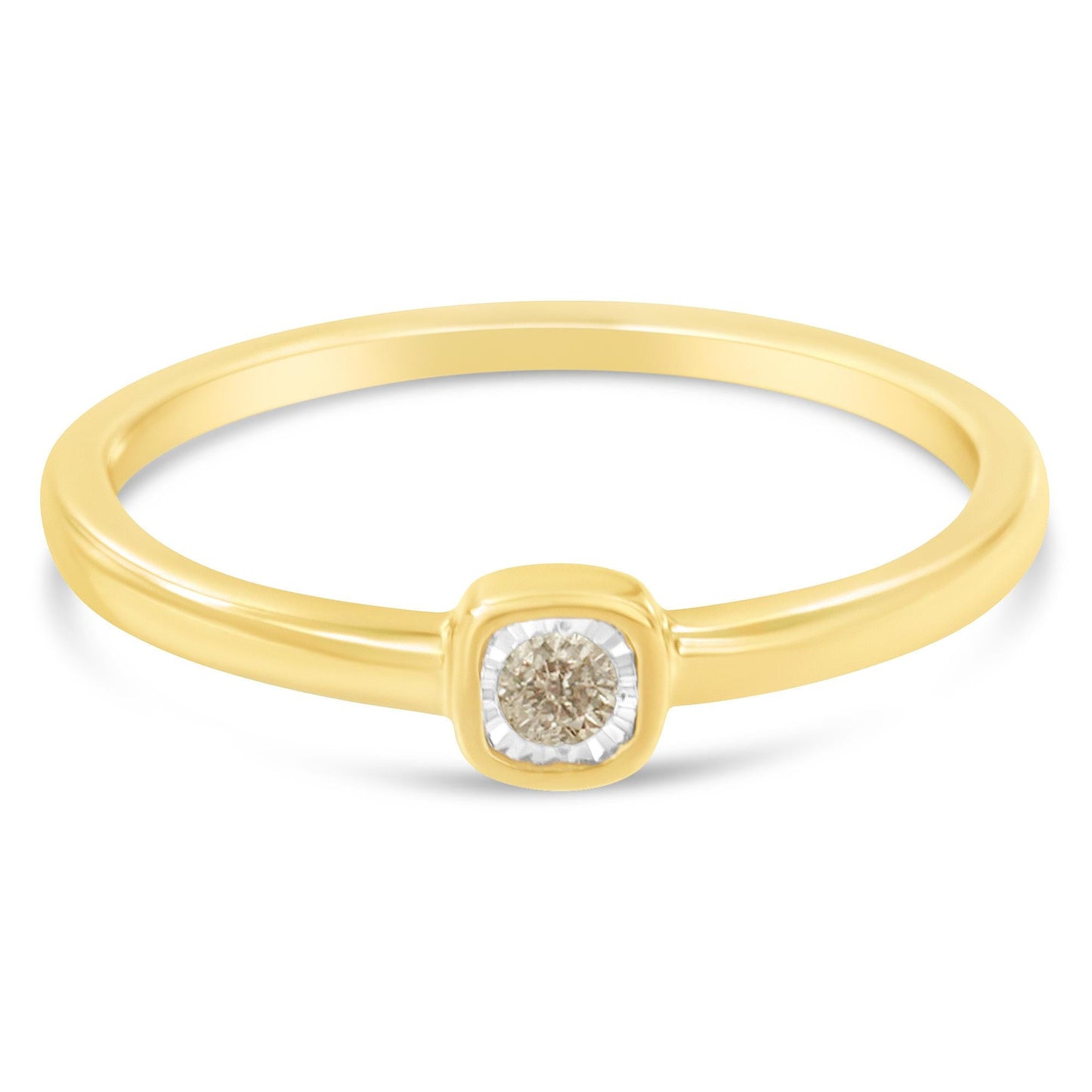 14K Yellow Gold Plated .925 Sterling Silver 1/20 Carat Diamond Square Cushion-Shaped Miracle Set Petite Fashion Promise Ring (J-K Color, I1-I2 Clarity)-4