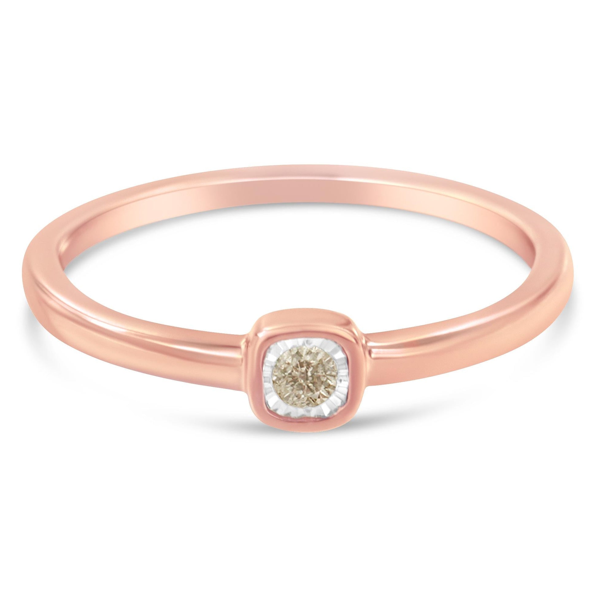 14K Rose Gold Plated .925 Sterling Silver 1/20 Carat Diamond Square Cushion-Shaped Miracle Set Petite Fashion Promise Ring (J-K Color, I1-I2 Clarity)-4