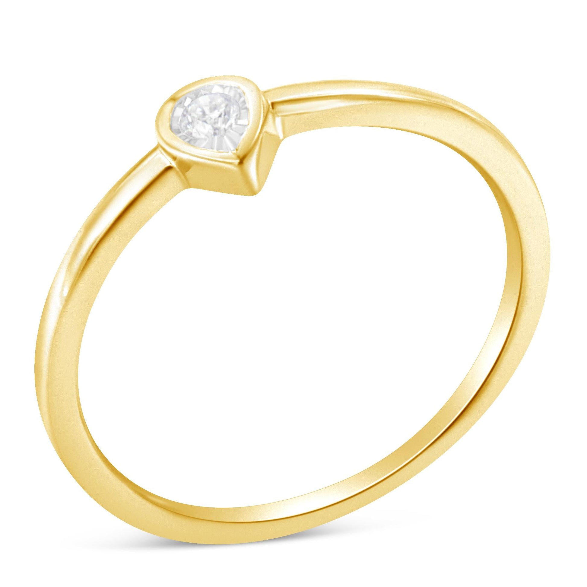 14K Yellow Gold Plated .925 Sterling Silver 1/20 Carat Diamond Teardrop Pear-Shaped Miracle Set Petite Fashion Ring (J-K Color, I1-I2 Clarity)-0
