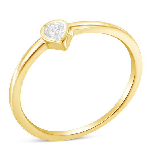 14K Yellow Gold Plated .925 Sterling Silver 1/20 Carat Diamond Teardrop Pear-Shaped Miracle Set Petite Fashion Ring (J-K Color, I1-I2 Clarity)-0