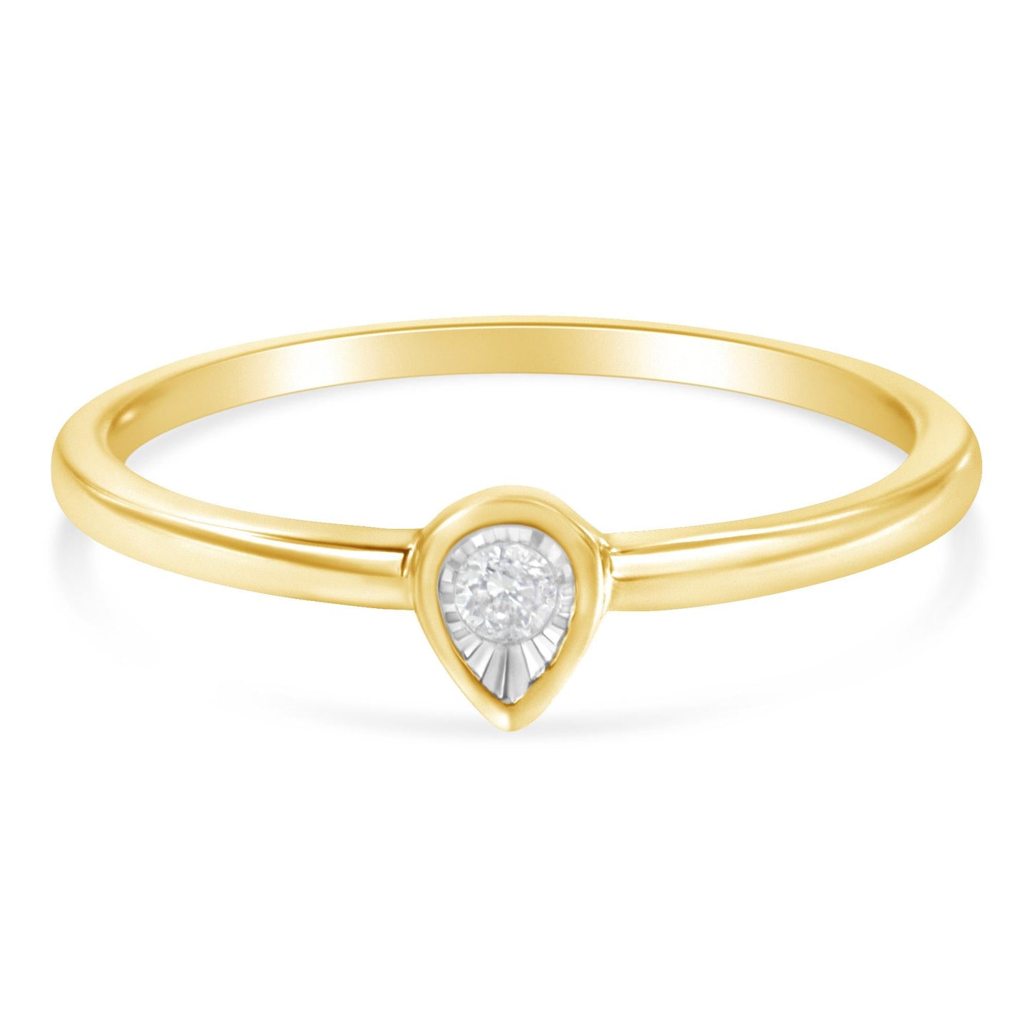 14K Yellow Gold Plated .925 Sterling Silver 1/20 Carat Diamond Teardrop Pear-Shaped Miracle Set Petite Fashion Ring (J-K Color, I1-I2 Clarity)-3