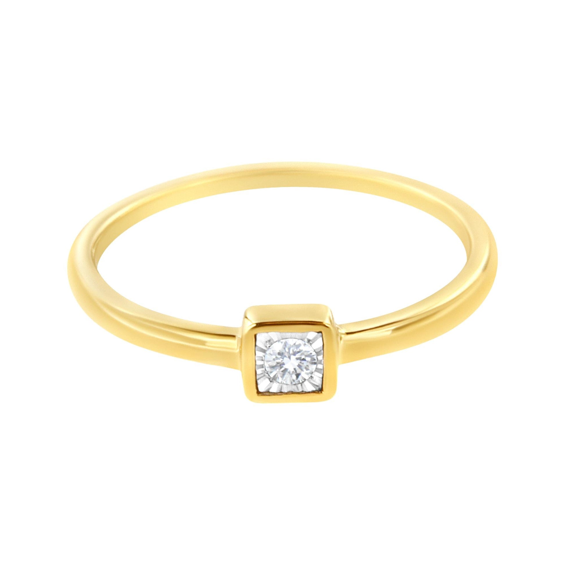 14K Yellow Gold Plated .925 Sterling Silver 1/20 cttw Miracle Set Diamond Promise Ring (J-K Color, I1-I2 Clarity)-3
