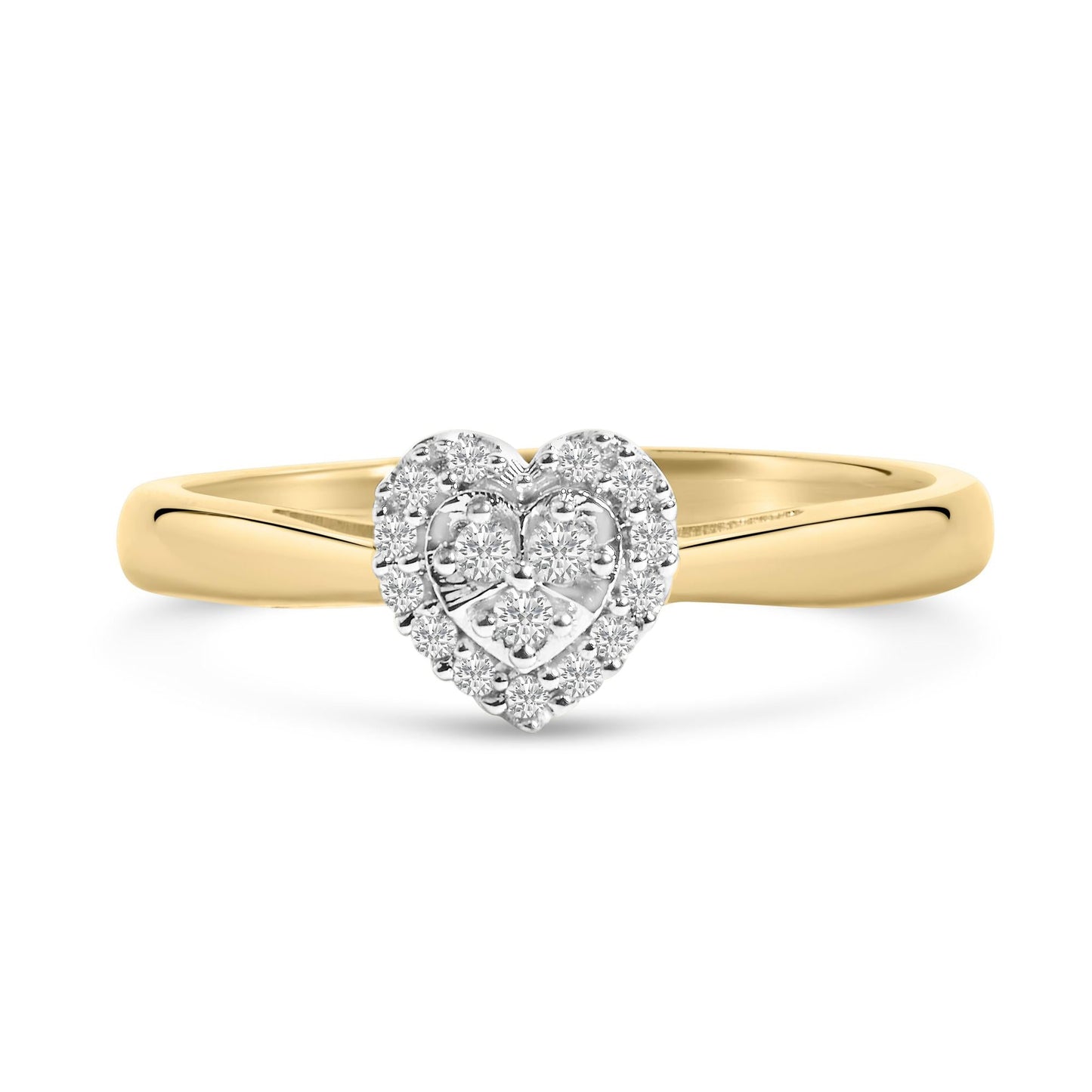 10K Yellow Gold 1/10 Cttw Diamond Heart and Halo Promise Ring-0