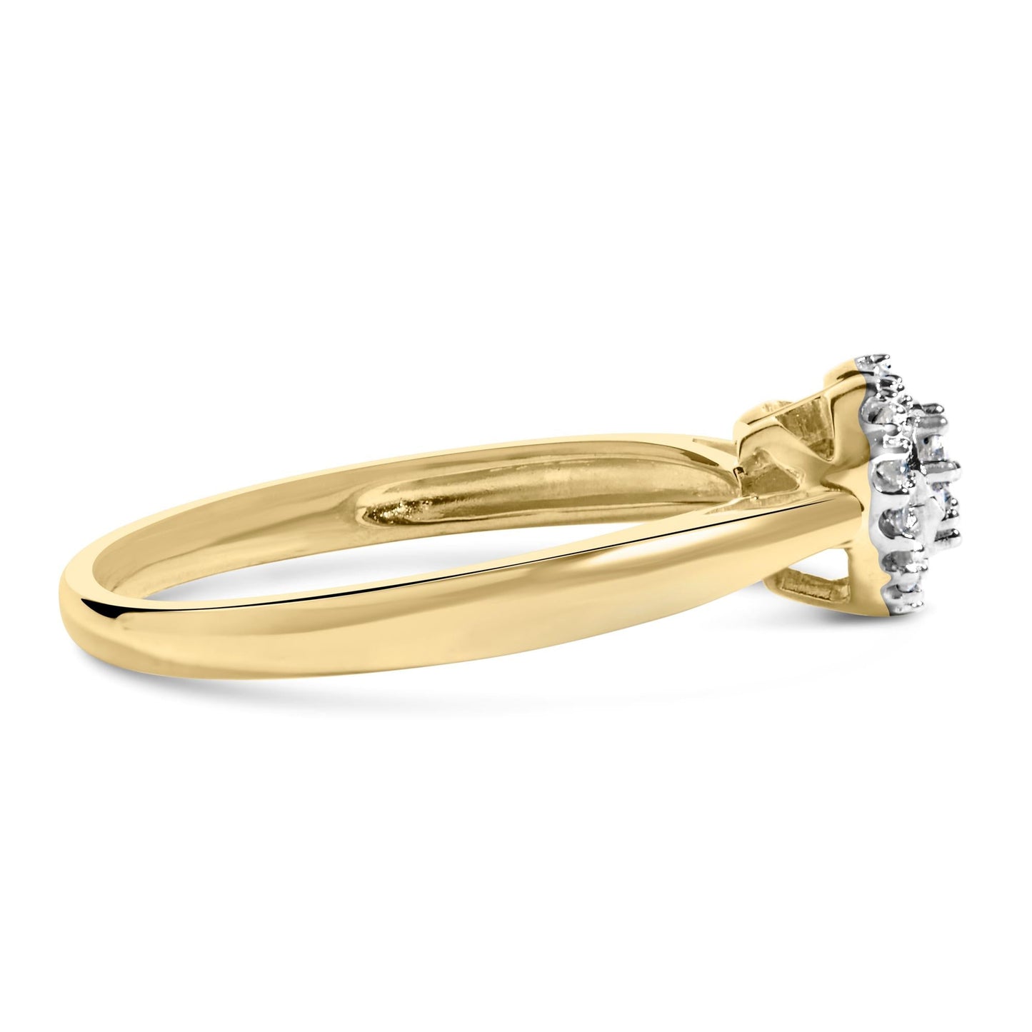 10K Yellow Gold 1/10 Cttw Diamond Heart and Halo Promise Ring-1