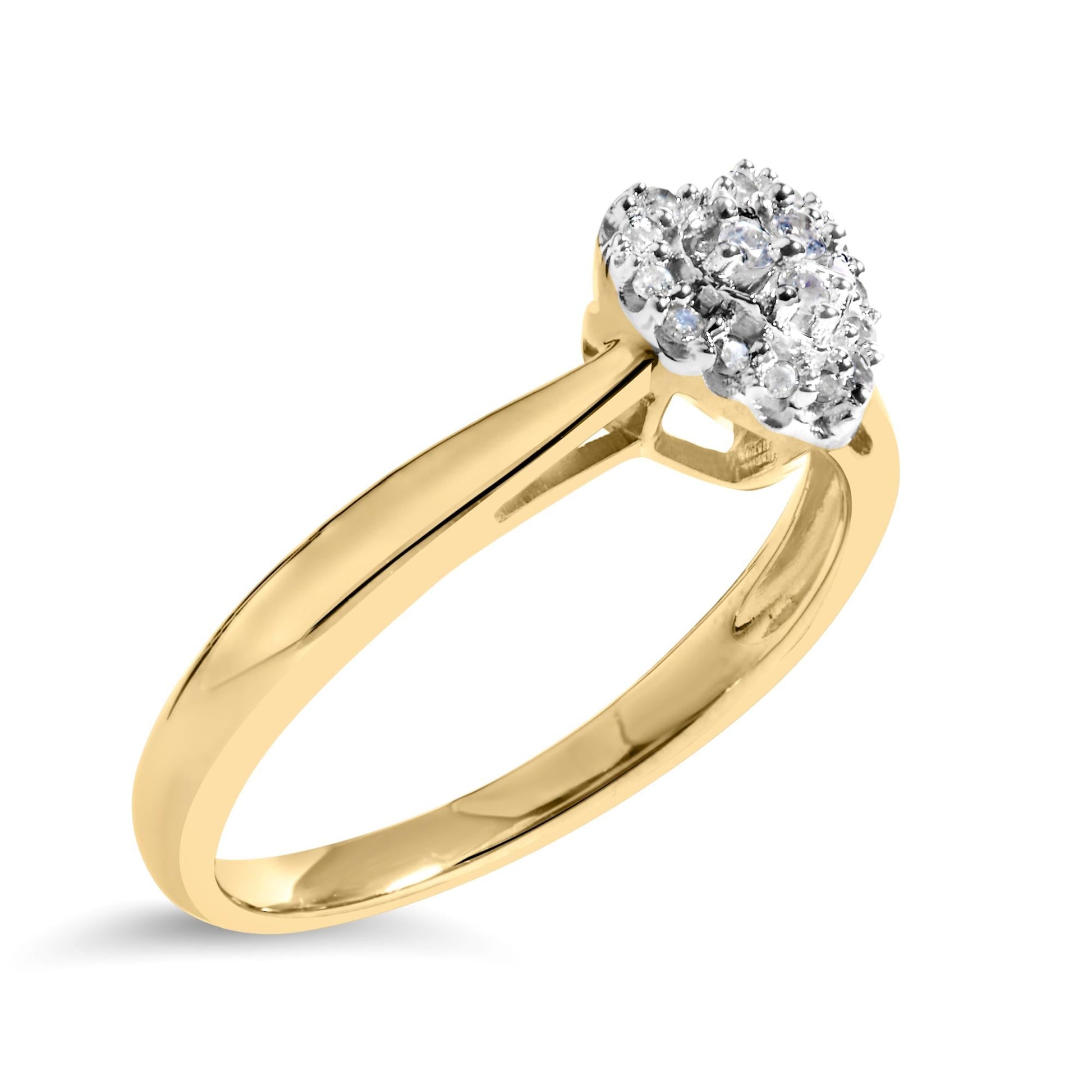 10K Yellow Gold 1/10 Cttw Diamond Heart and Halo Promise Ring-3