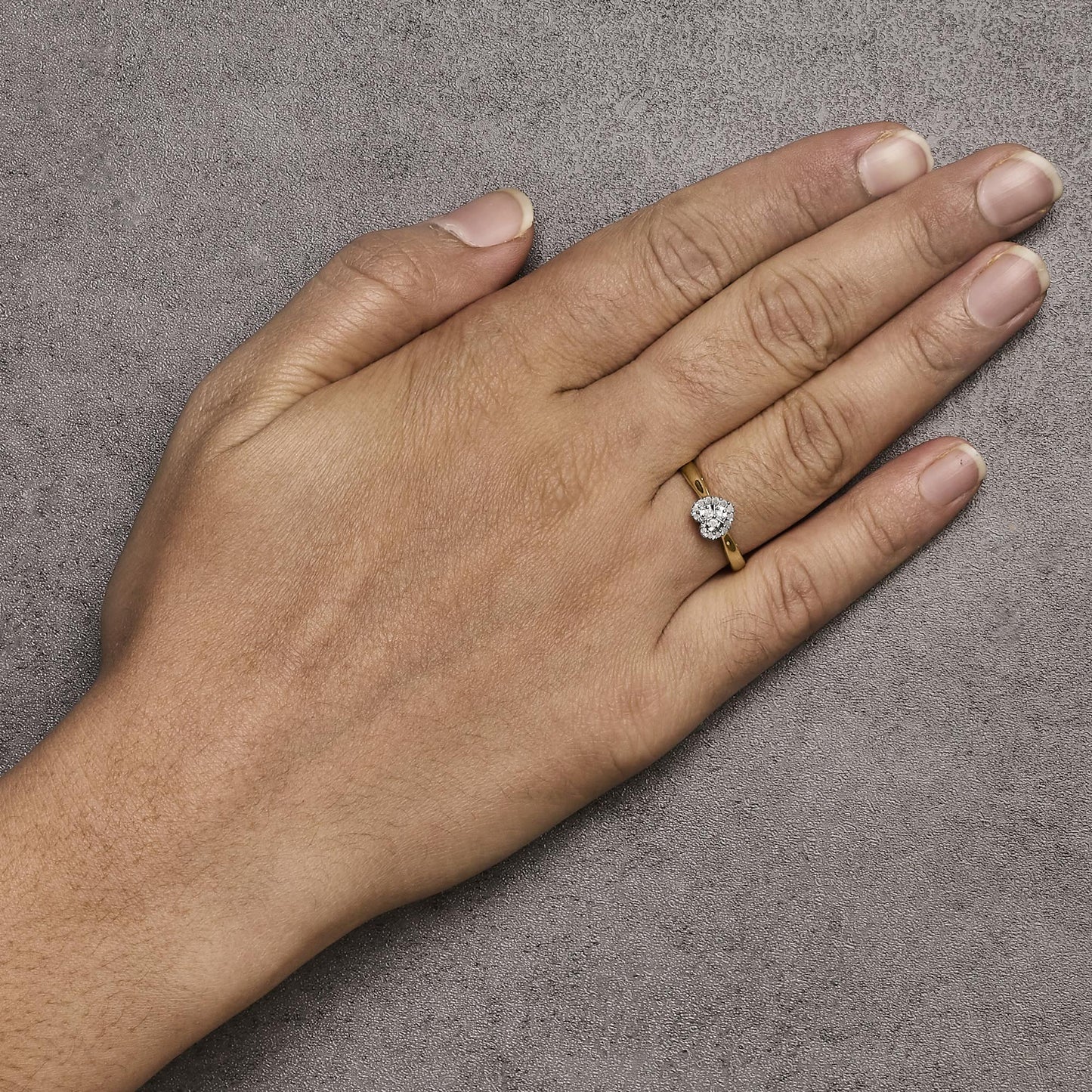 10K Yellow Gold 1/10 Cttw Diamond Heart and Halo Promise Ring-2