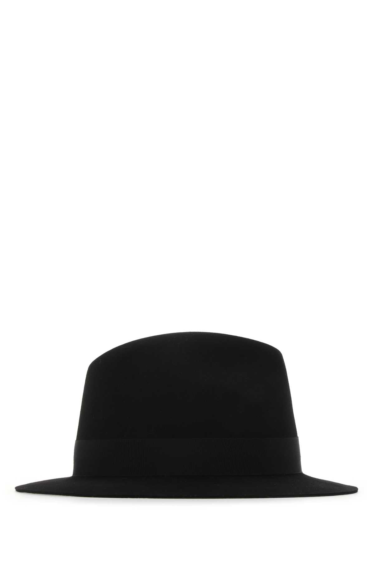 Saint Laurent Women Black Felt Fedora Hat
