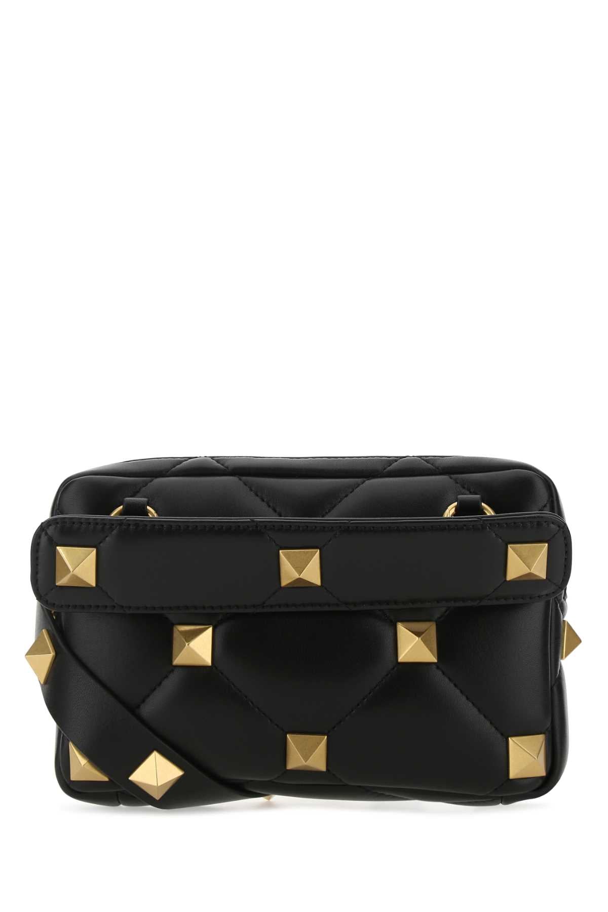 Valentino Garavani Men Black Nappa Leather Roman Stud Handbag