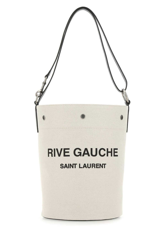 Saint Laurent Women Two-Tone Canvas And Leather Medium Rive Gauche Bucket Bag