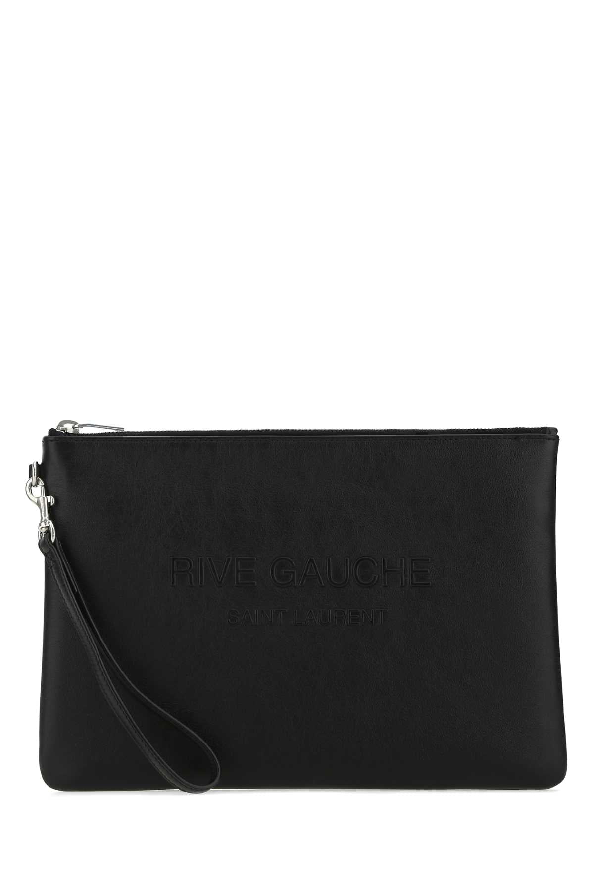 Saint Laurent Men Black Leather Clutch