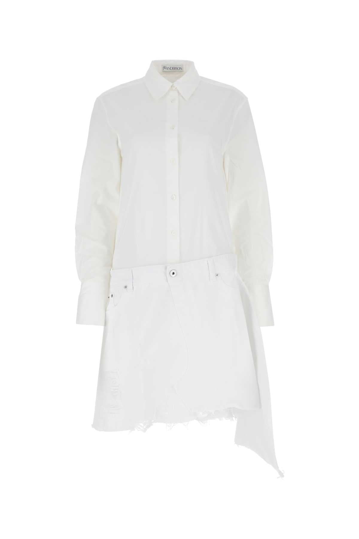 Jw Anderson Women White Poplin And Denim Dress