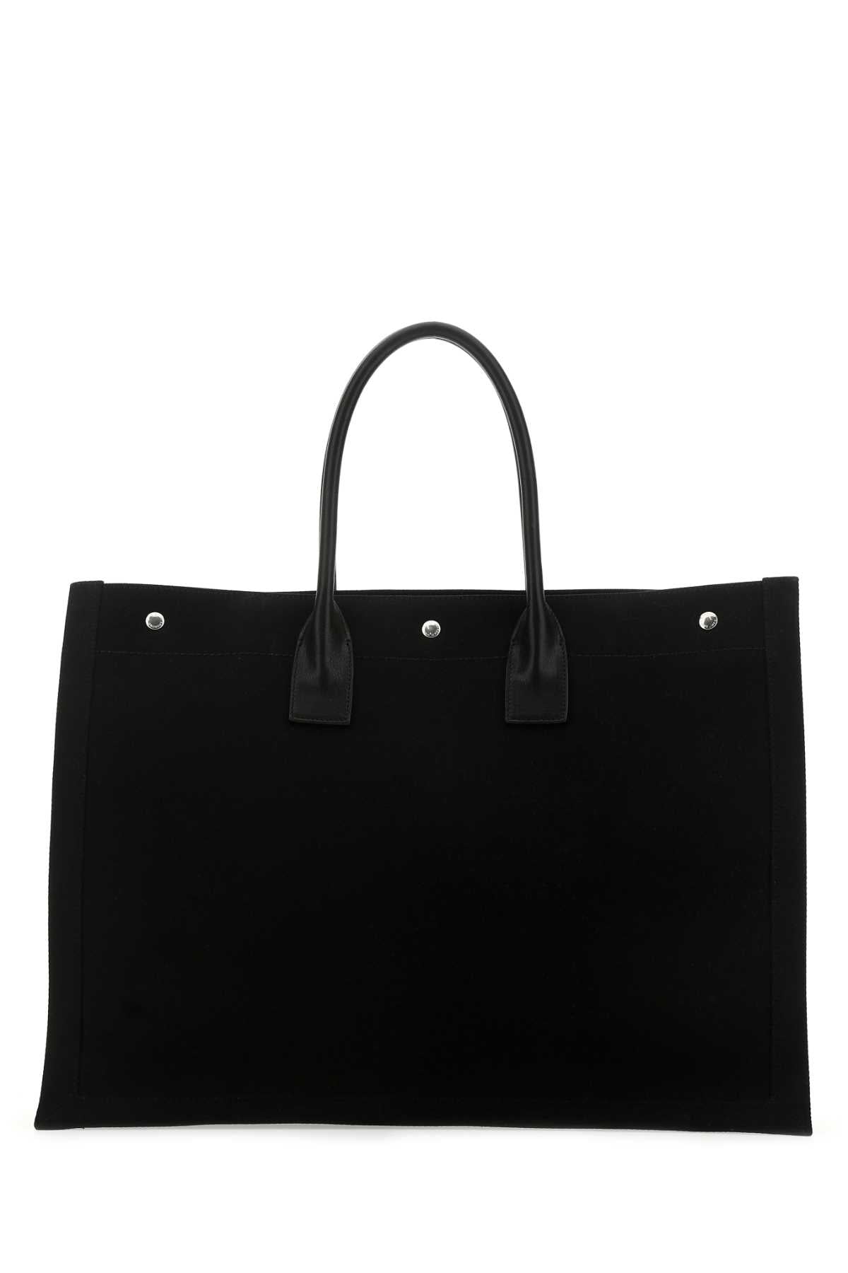 Saint Laurent Men Black Canvas Large Rive Gauche Shopping Bag