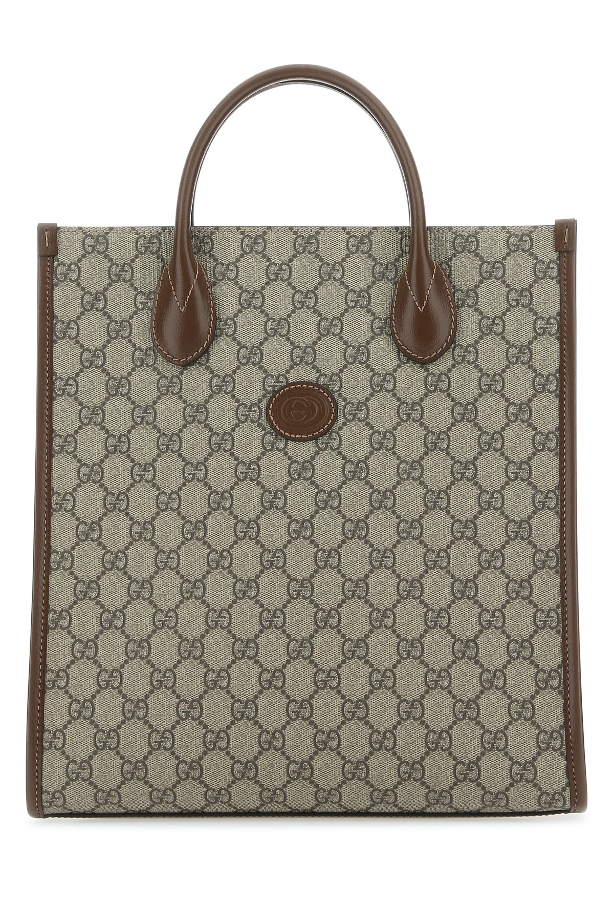 Gucci Men Gg Supreme Fabric And Leather Handbag