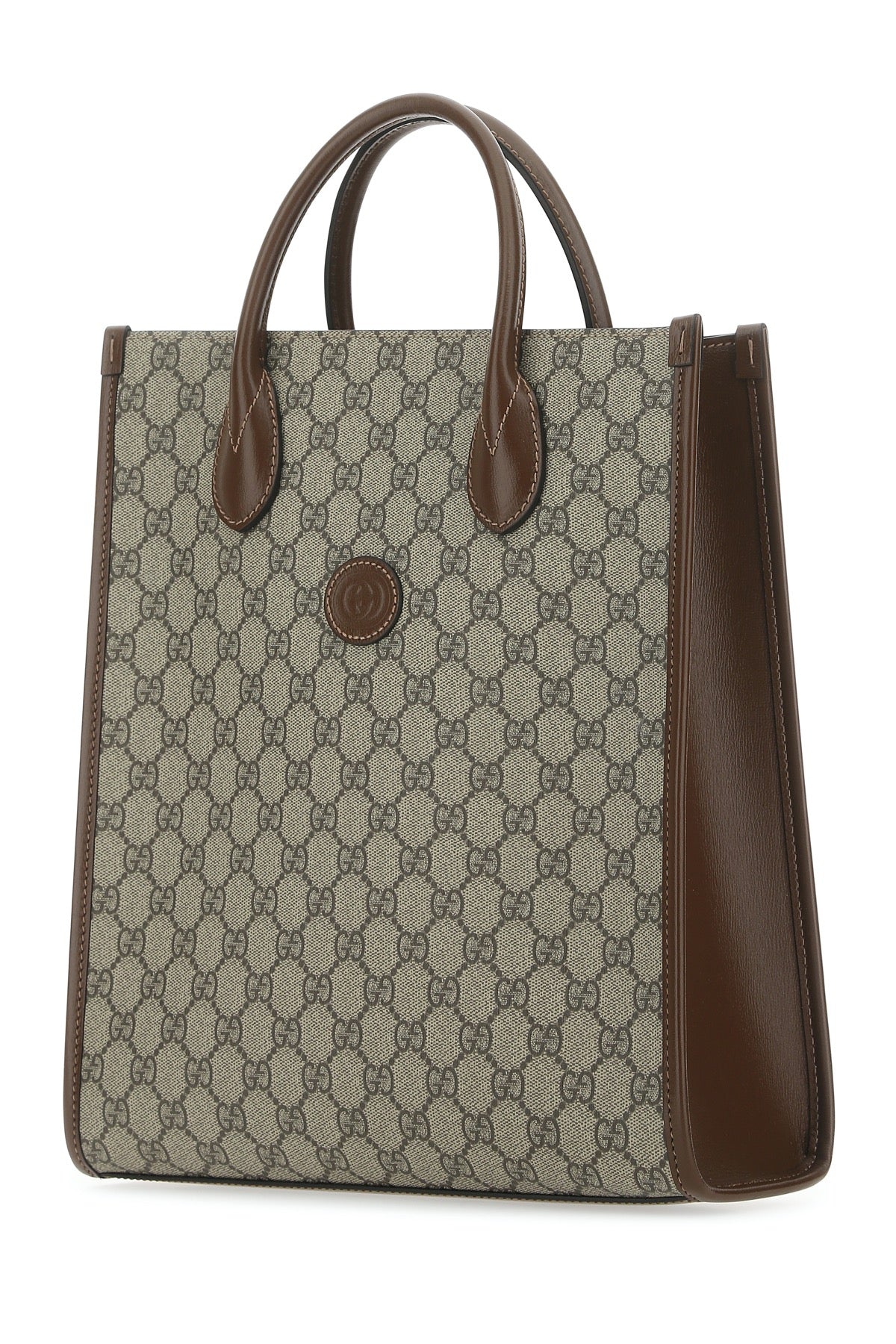 Gucci Men Gg Supreme Fabric And Leather Handbag
