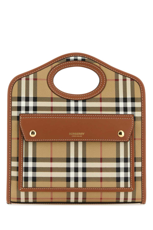 Burberry Women Printed Canvas And Leather Mini Pocket Handbag