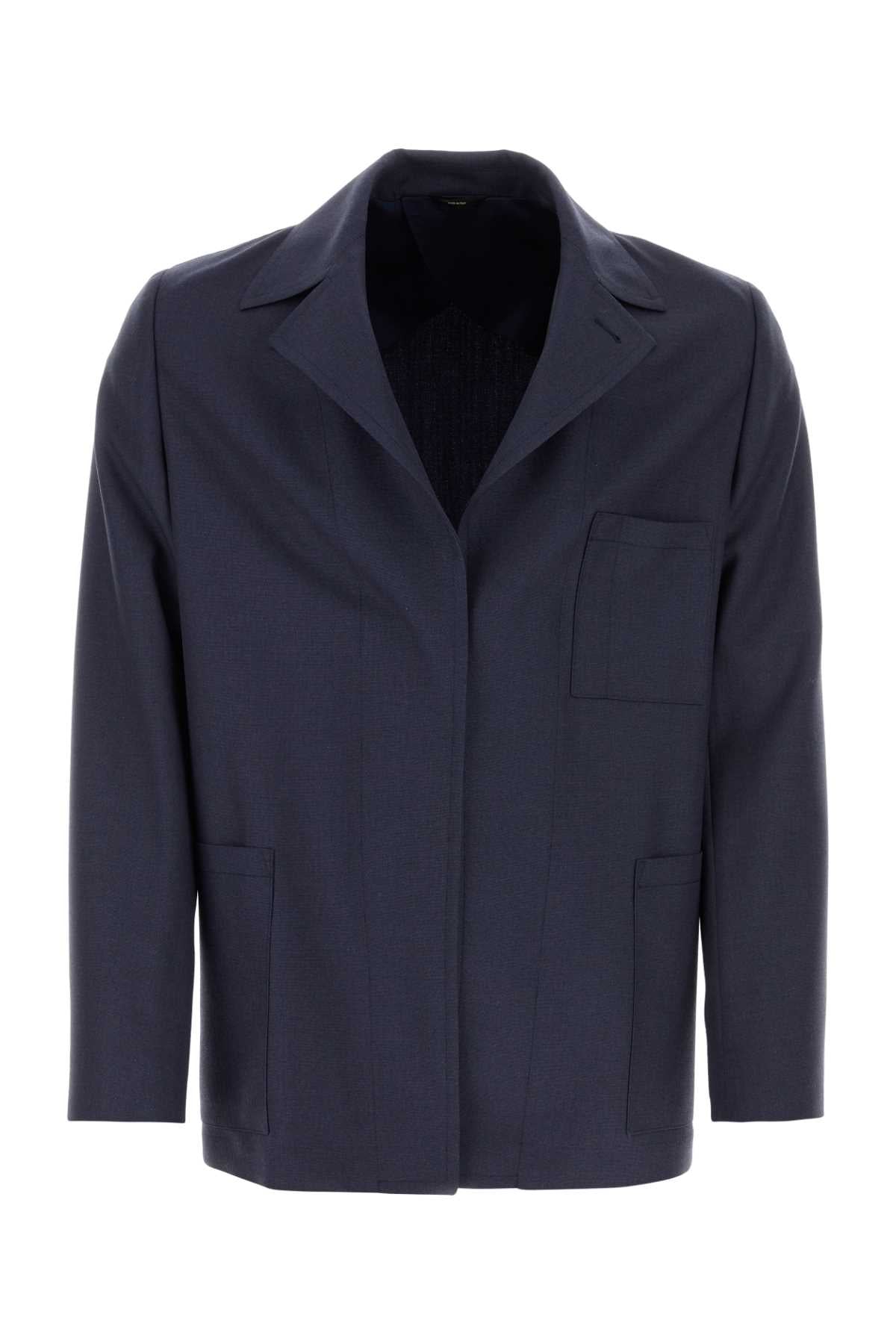 Fendi Men Blue Wool Blazer