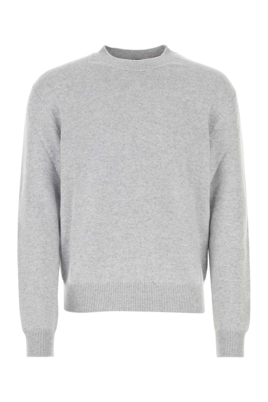 Bottega Veneta Men Melange Grey Stretch Cashmere Blend Sweater