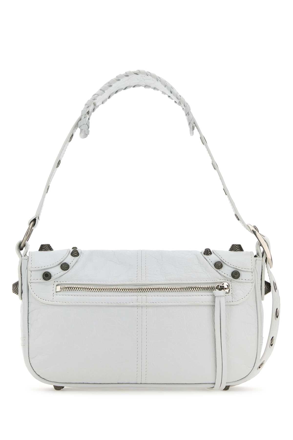 Balenciaga Men White Leather Le Cagole Xs Diy Metal Crossbody Bag