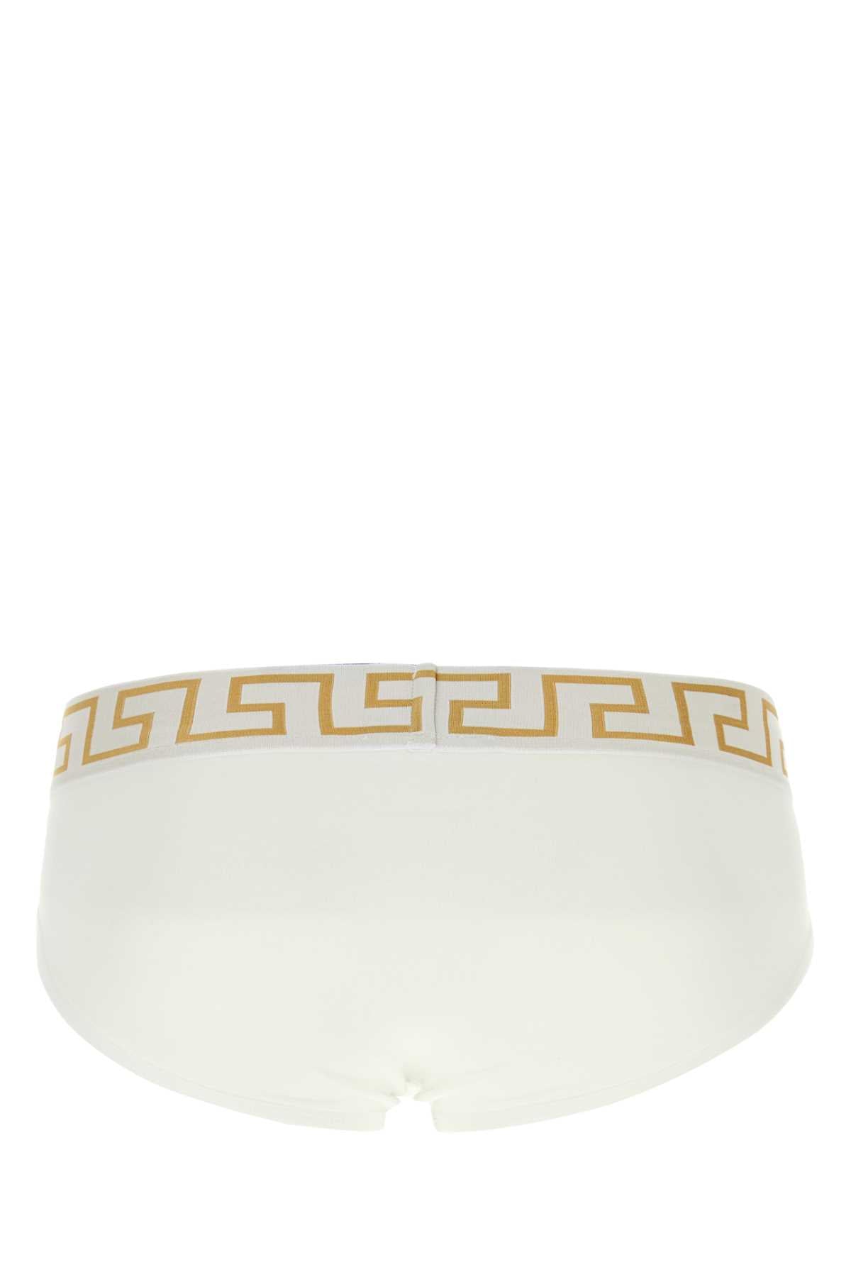 Versace Men White Stretch Cotton Brief