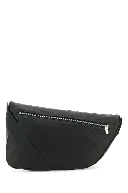 Burberry Men Slate Leather Large Shield Crossbody Bag