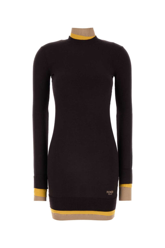 Fendi Women Plum Wool Blend Dress