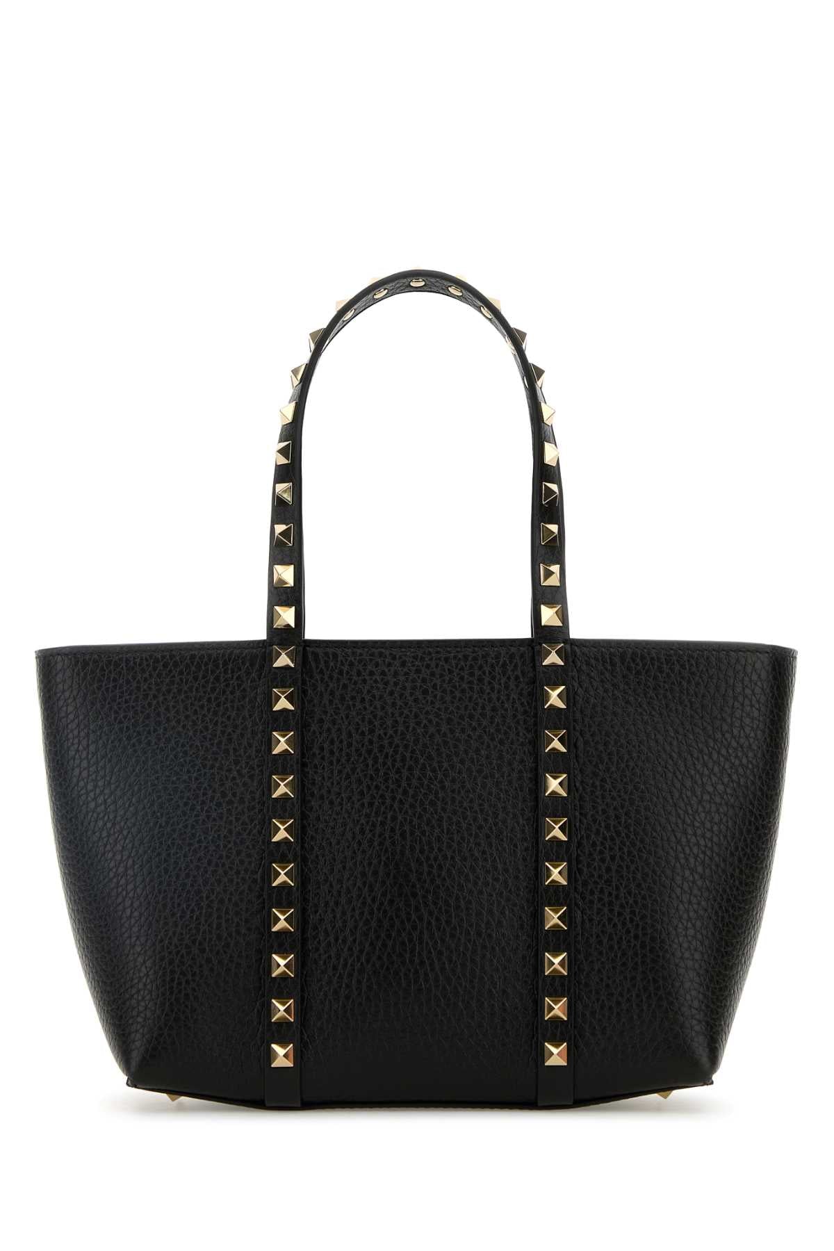 Valentino Garavani Women Black Leather Medium Rockstud Handbag