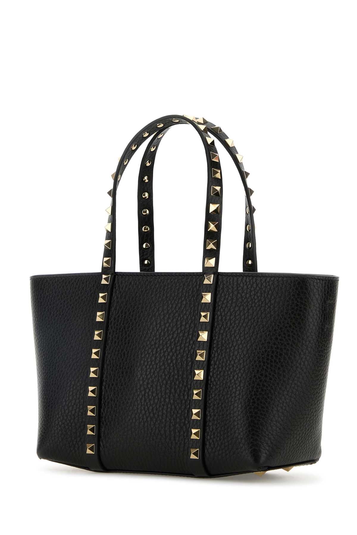 Valentino Garavani Women Black Leather Medium Rockstud Handbag