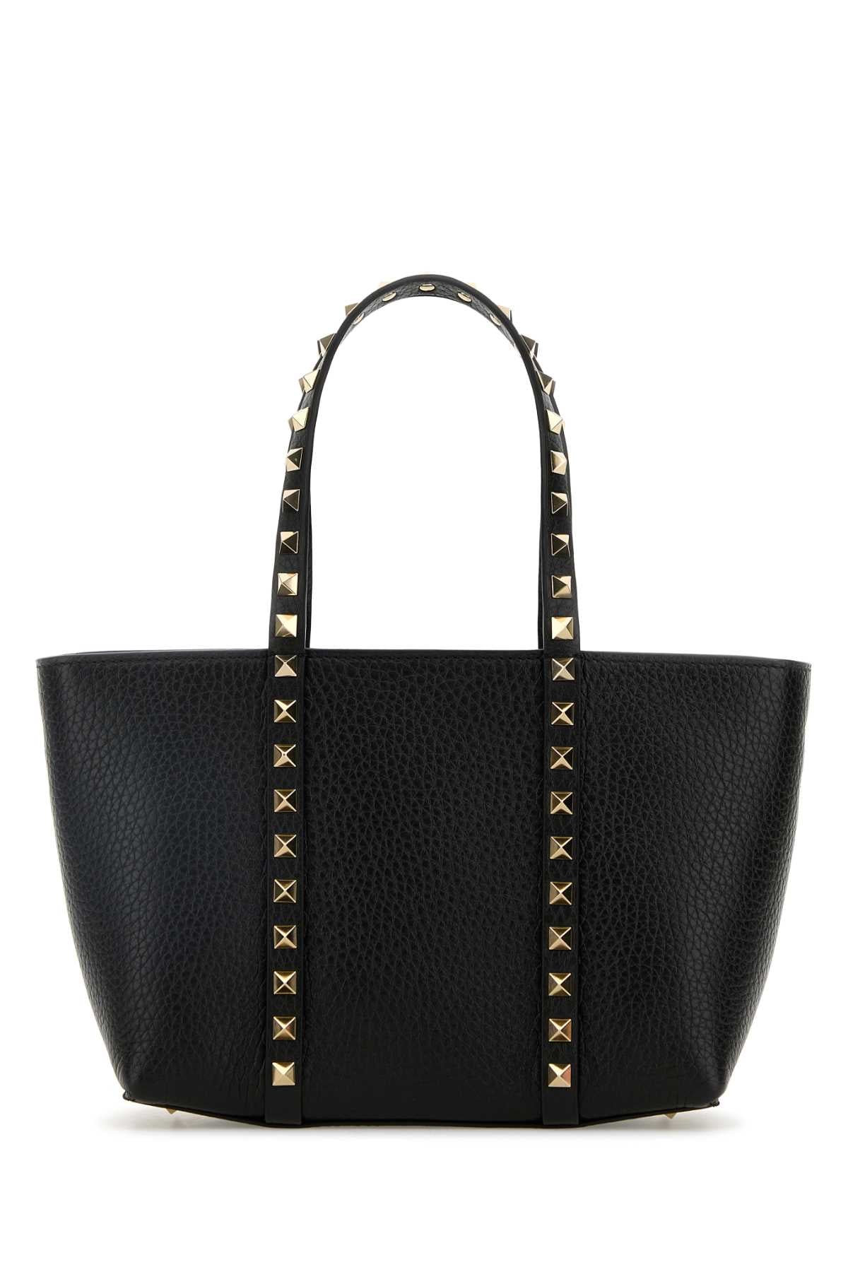 Valentino Garavani Women Black Leather Medium Rockstud Handbag