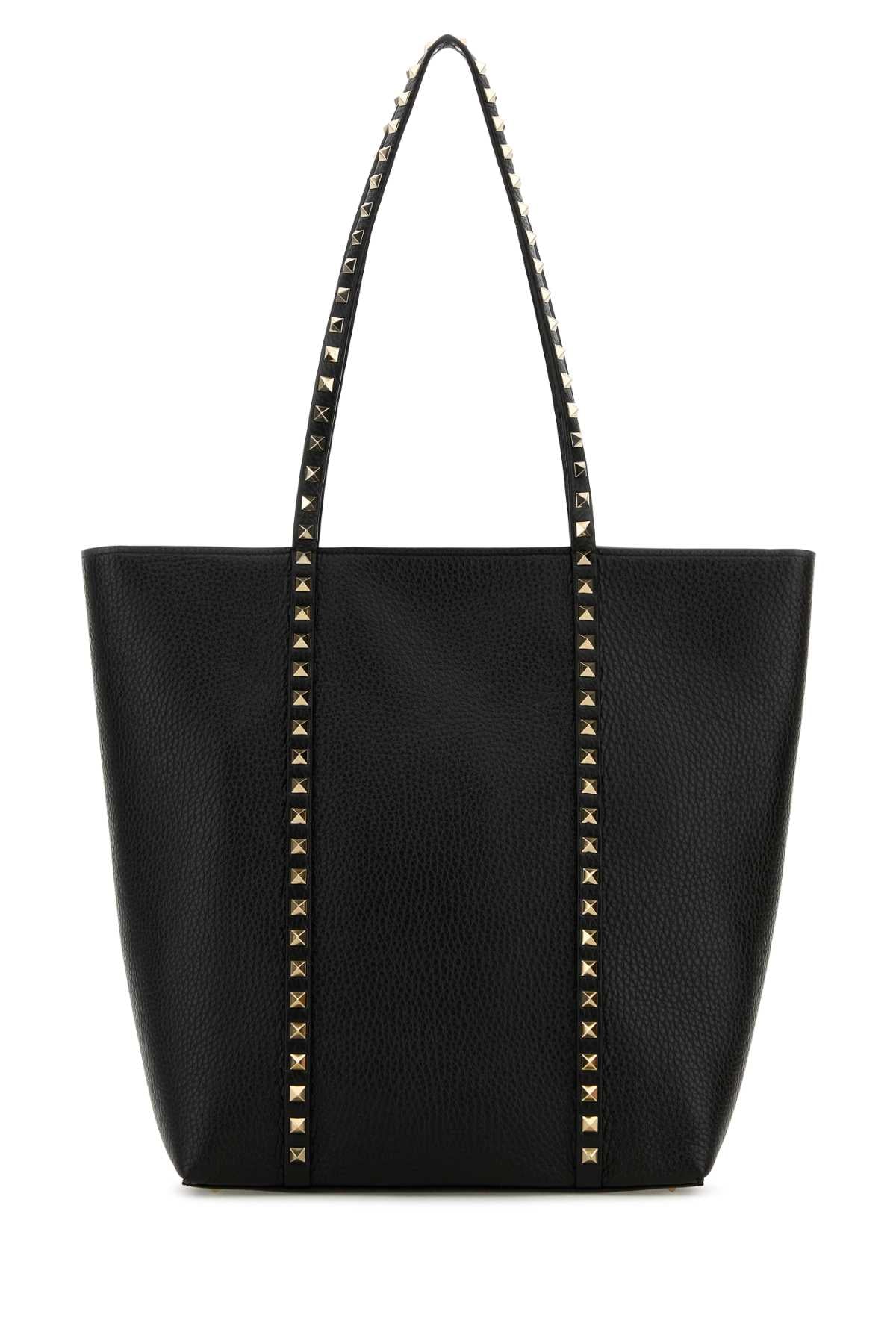 Valentino Garavani Women Black Leather Rockstud Shopping Bag