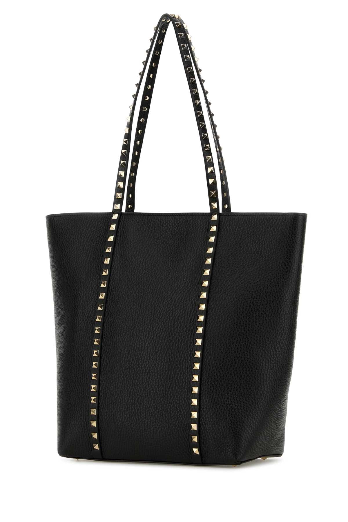 Valentino Garavani Women Black Leather Rockstud Shopping Bag