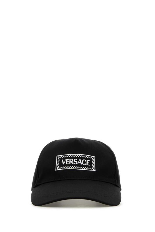 Versace Men Black Cotton Baseball Cap